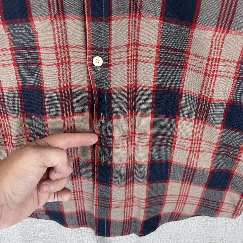 Vintage‎ Levi's Diamond Label Button Up Shirt Mens XL Plaid 70s Pockets READ
